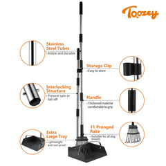 Toozey pooper scooper with 54 inch handle for upright use