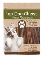Top Dog Chews 6in bully sticks offer a long-lasting chew for dogs.