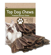 Top Dog Chews beef esophagus jerky pack image, natural single-ingredient treat for dental care and enrichment