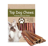 Top Dog Chews bully stick 12inch pack for long-lasting chewing.