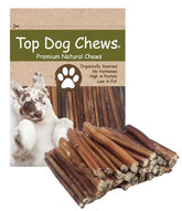 Top Dog Chews 6-inch Bully Sticks pack; long-lasting chew for dogs.