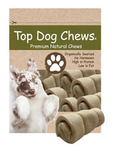 Top Dog Chews mini cheek rolls close-up showing chewy texture for aggressive chewers.