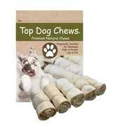Top Dog Chews beef cheek roll closeup showing durable chew for aggressive chewers.