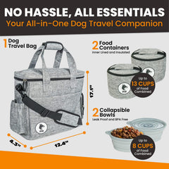 Top Dog Pet Gear dog travel bag with water bottle holder for hydration on the go.