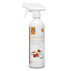 Top Performance GloCoat conditioner bottle ready for quick spray detangling on damp coats