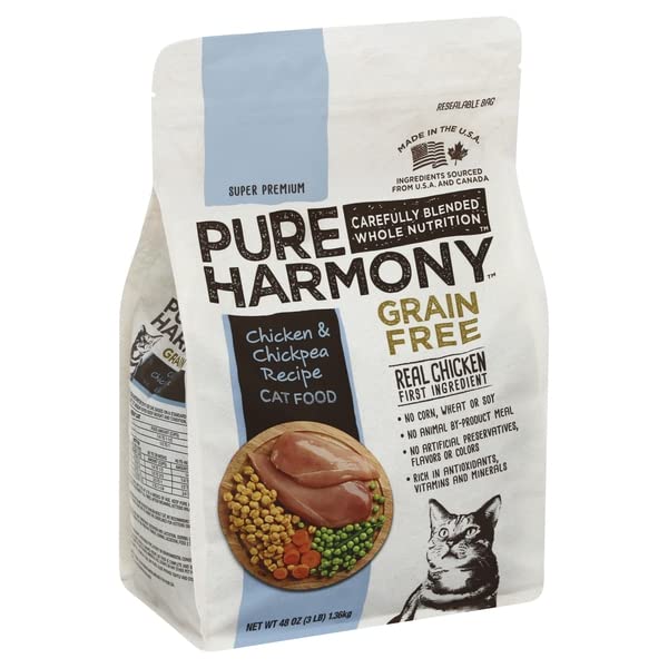 Topco Pure Harmony cat food grain-free with chicken and chickpeas, ideal for sensitive cats.