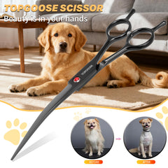TOPGOOSE 440C stainless steel blade dog grooming scissor for precise cuts.