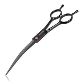 TOPGOOSE down-curved dog grooming scissor with ergonomic handle for smooth curves and comfortable use.