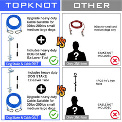 TOPKNOT rotating dog run ring with 360-degree rotation for smooth setup.