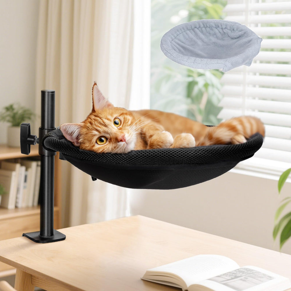 Topmart cat desk bed 360-degree rotation for flexible viewing beside your workspace