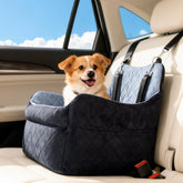 TOPOmerice dog car seat with elevated view for small dogs during car rides.