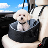 Topomerice dog car seat booster keeps small dogs secure on car trips and elevates visibility.