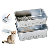 TOPOmerice stainless steel XL litter box with sifting tray for quick cleanup