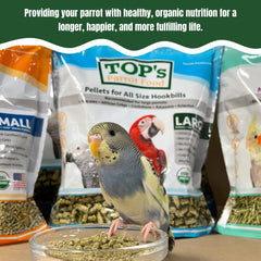 TOP's Parrot Food Mini Pellets with no fillers like soy or corn