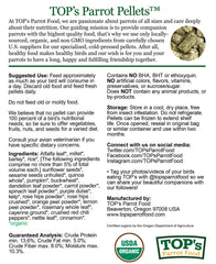 TOP's Parrot Food non-corn-based diet supports natural nutrition.
