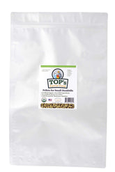 TOP's Parrot Food pellets in bag open for easy feeding.