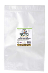 TOP's Parrot Food pellets in bag open for easy feeding.