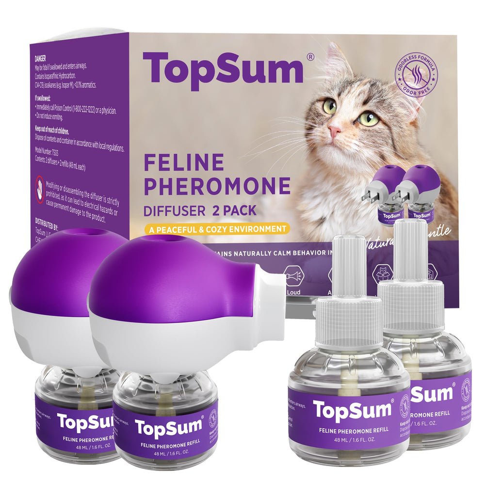 TopSum Cat Calming Pheromone Diffuser plugged in to soothe cats in any room.