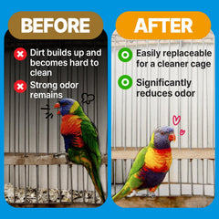 T TORTO9 environmentally friendly paper emphasizes compostable, non-toxic bedding for birds.