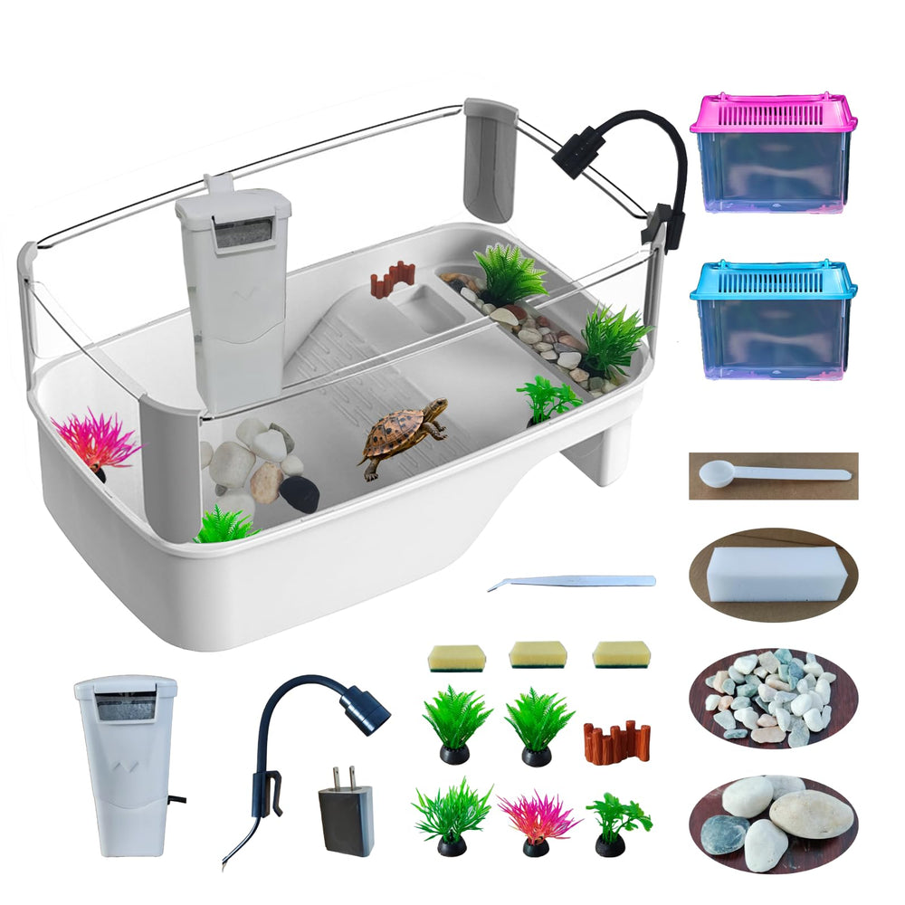 TOTZLIAN turtle habitat assembled tank shows compact setup for desks and beginners.