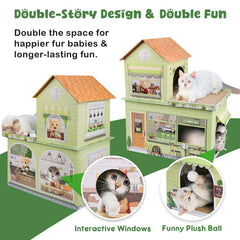 TOYSBOOM two-story cardboard condo provides private hideaway for cats.
