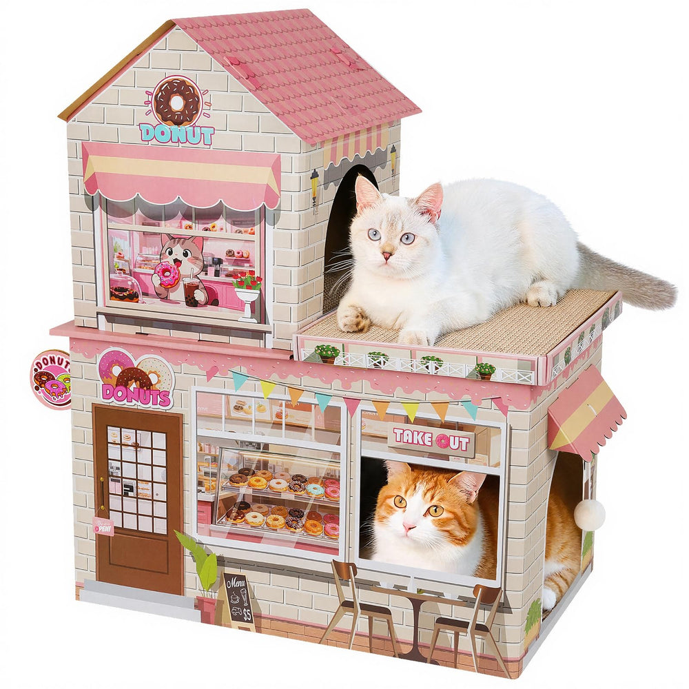 TOYSBOOM Donut Cat House roof view for relaxing lounging and elevated observation.