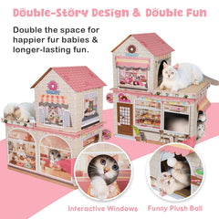 TOYSBOOM Donut Cat House top perch inviting cat to nap and watch the room.