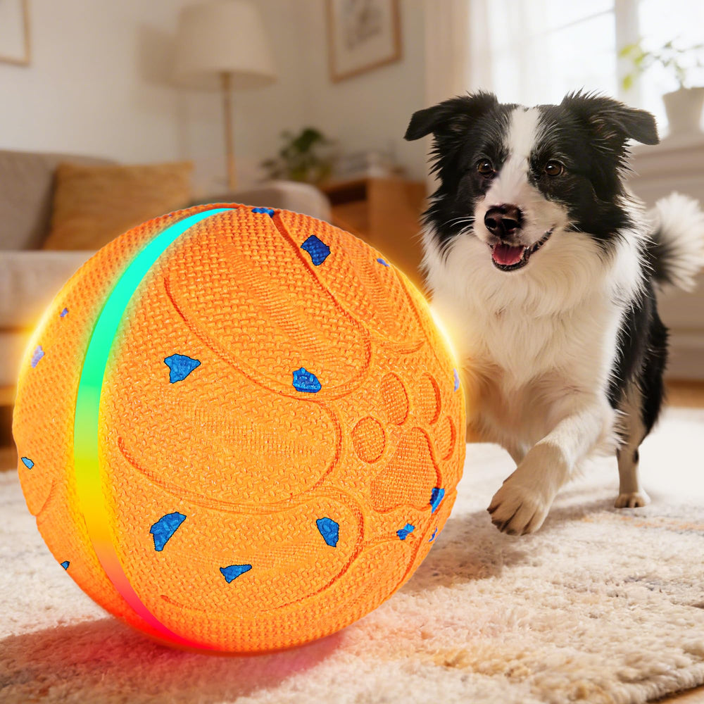 TOZZWAIG orange interactive dog ball front view for engaging indoor play