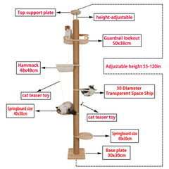 TQEW eight sisal posts and five accessories with non-slip mats for scratching
