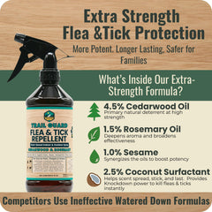 Trail Guard on dog fur providing natural pest defense.