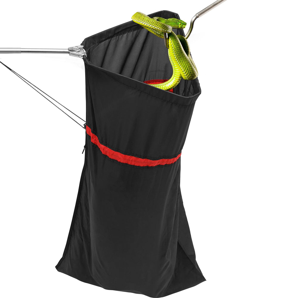 Trakem telescopic snake catcher net pole extended for safe, controlled capture.