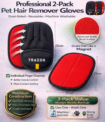 Trazon glove on sofa showing fur removal from upholstery