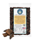 TREATOPIA Beef Liver Nuggies bag front view, high-protein, all-natural treats.