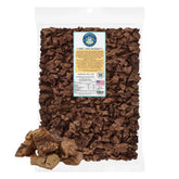 TREATOPIA Beef Lung Nuggies bag close-up, high-protein nutrition.