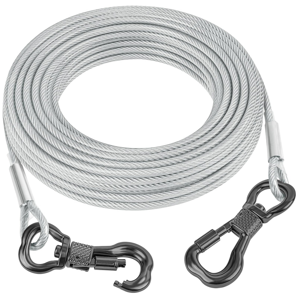 Tresbro 40ft reflective tie out cable showing outdoor freedom with visibility at night