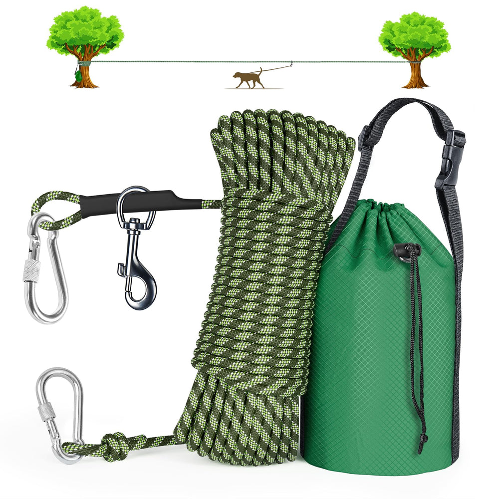 Tresbro dog camping leash in 100ft setup: safe outdoors for expansive exploration