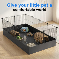 Tresbro guinea pig cage waterproof liner keeps mess contained during playtime.