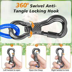 Spring shock absorber reduces strain during sudden pulls.