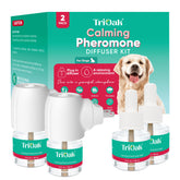 TriOak calming diffuser for dogs in a cozy setup to ease separation anxiety.