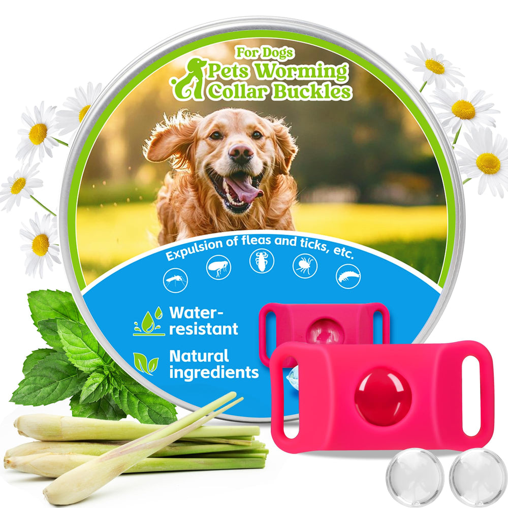 Trihood natural dog tag pink pendant on collar for gentle protection