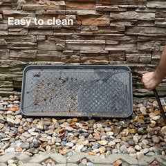 Trimate all-weather boot tray for indoor or outdoor use on the patio.
