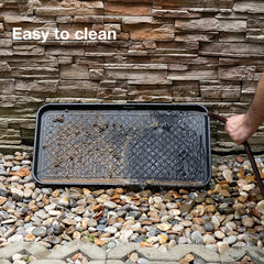 Trimate boot tray pet feeding mat illustrates versatile use for bowls and mess control.