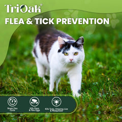 TriOak packaging highlights a six-dose pack for ongoing cat protection