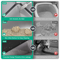 Tripamin metal litter box resists odors and scratches for long-lasting use.