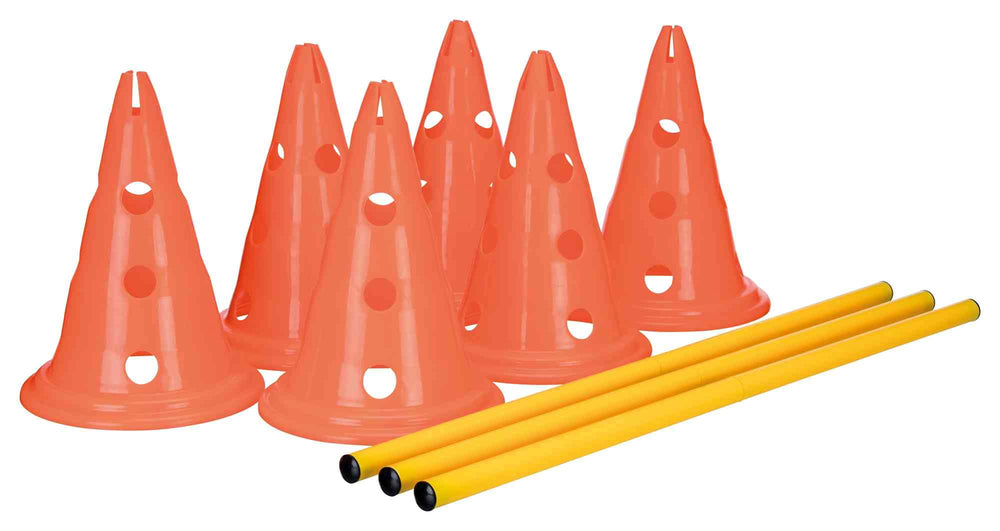 TRIXIE dog agility hurdle cone set for versatile backyard training.