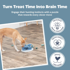 TRIXIE Flower Tower lift and slide actions engage a smart dog