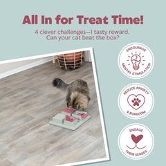 TRIXIE Poker Box treat-reveal mechanism engages cat minds during mealtime.