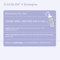 TrizCHLOR 4 Shampoo foamy lather closeup, rich cleansing action for pets.