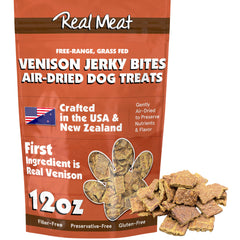TRMC Real Meat venison jerky bites for training rewards and tasty snacking.