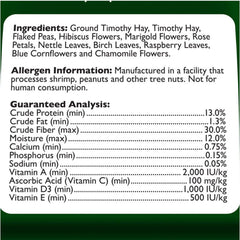 Tropical Carnival natural flowers and herbs illustrate varied rabbit diet.